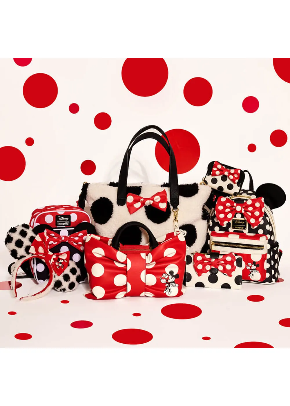 Loungefly Disney Minnie Rocks the Dots Sherpa Tote Bag White