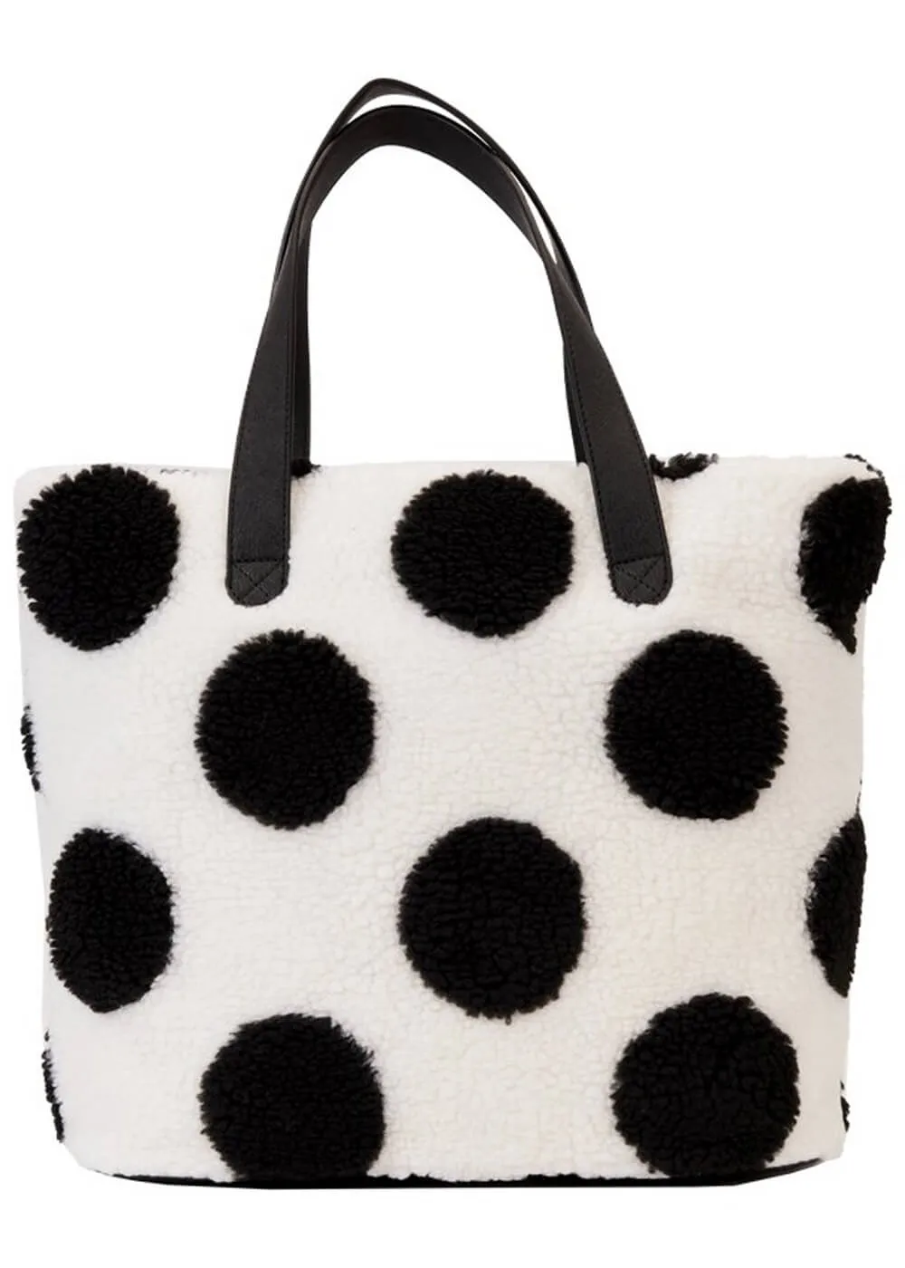 Loungefly Disney Minnie Rocks the Dots Sherpa Tote Bag White