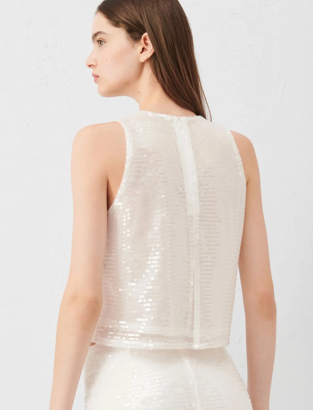 Marella Rim1 Sequin Tank in Optic White