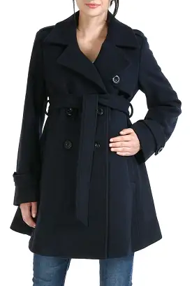 Momo Maternity Isabella Wool Blend Belted Trench Coat