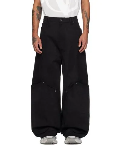 NAMESAKE Black Antonio Stained Faux-Suede Cargo Pants