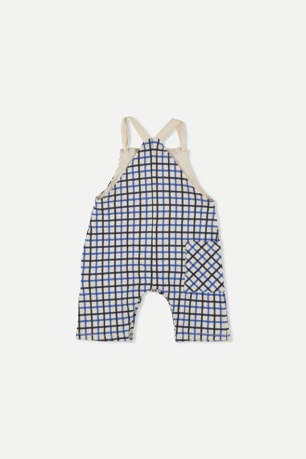 Navy Check Crepe Baby Overalls