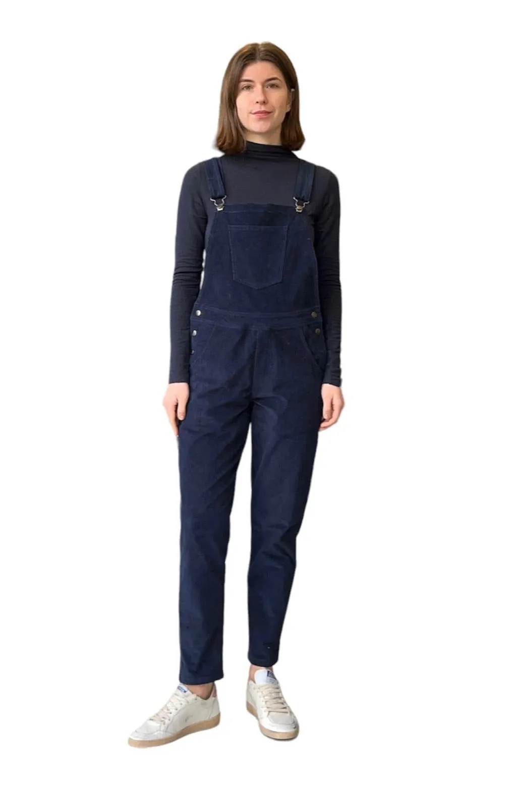 Navy stretch pincord MEGGI dungarees