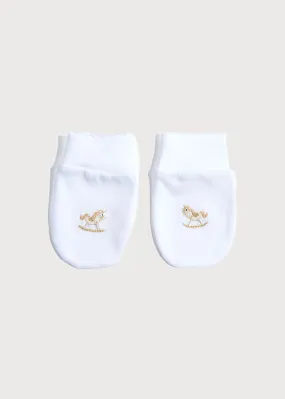 Newborn Mittens with Rocking Horse Embroidery Beige (1-3mths)