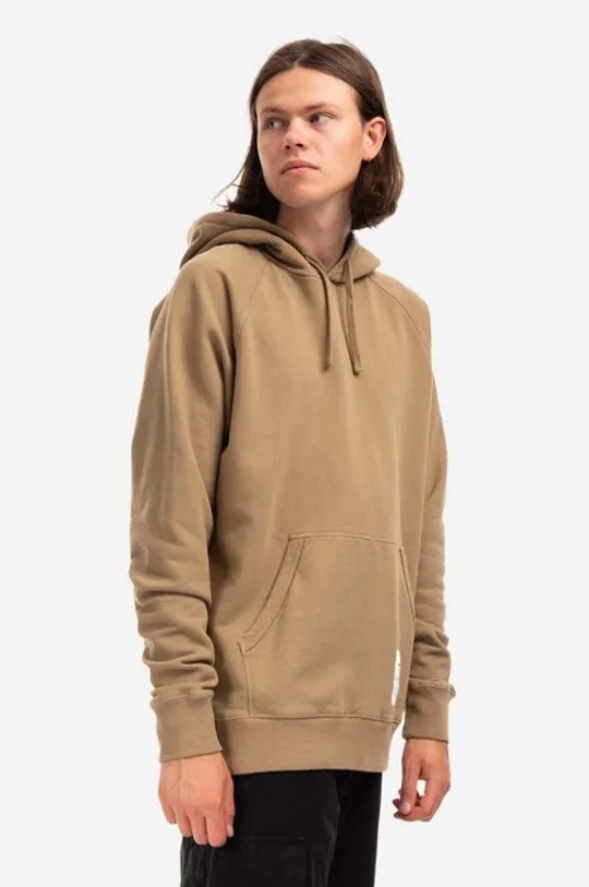 Norse Projects cotton sweatshirt Kristian Tab Series Hood men's brown color