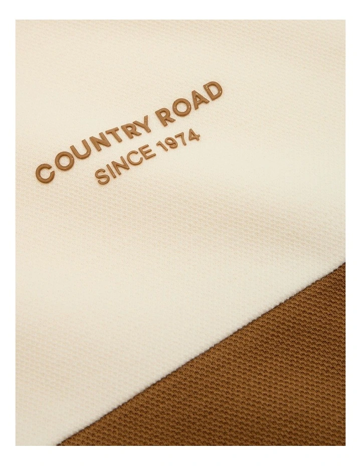 Organically Grown Cotton Logo Hood T-shirt in Camel