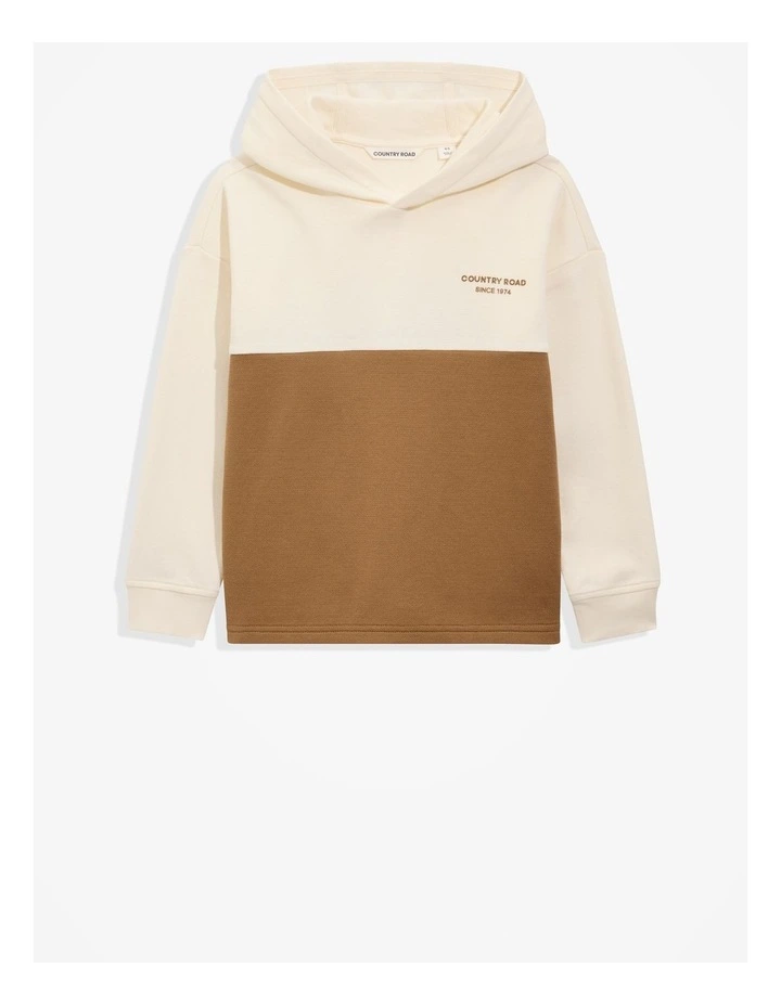 Organically Grown Cotton Logo Hood T-shirt in Camel