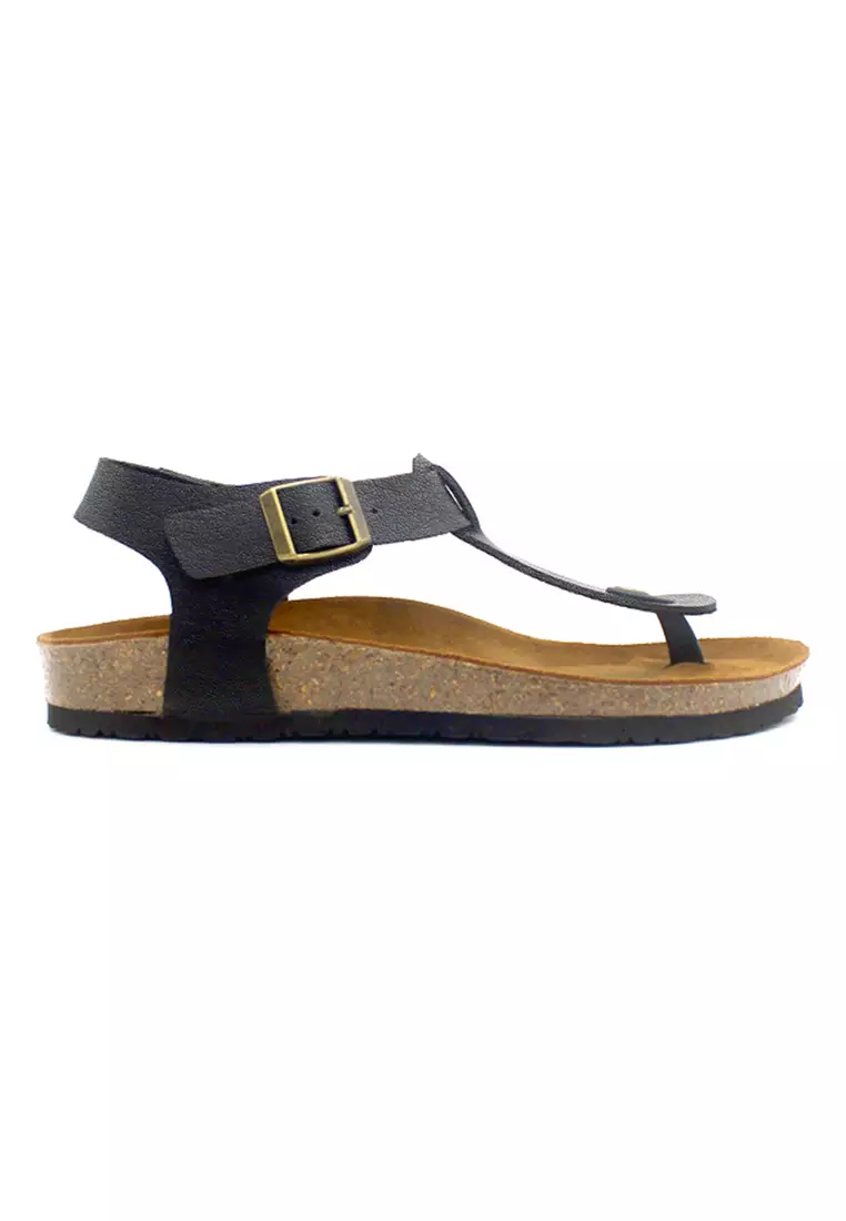 Oxford - Black Leather Sandals & Flip Flops