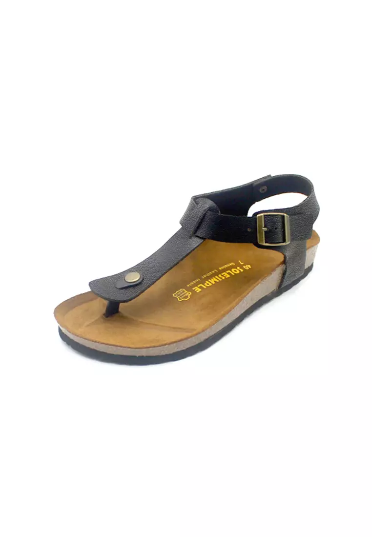 Oxford - Black Leather Sandals & Flip Flops