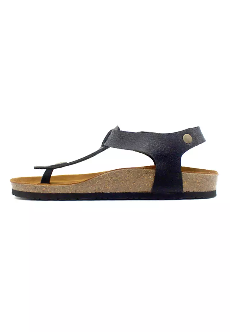 Oxford - Black Leather Sandals & Flip Flops