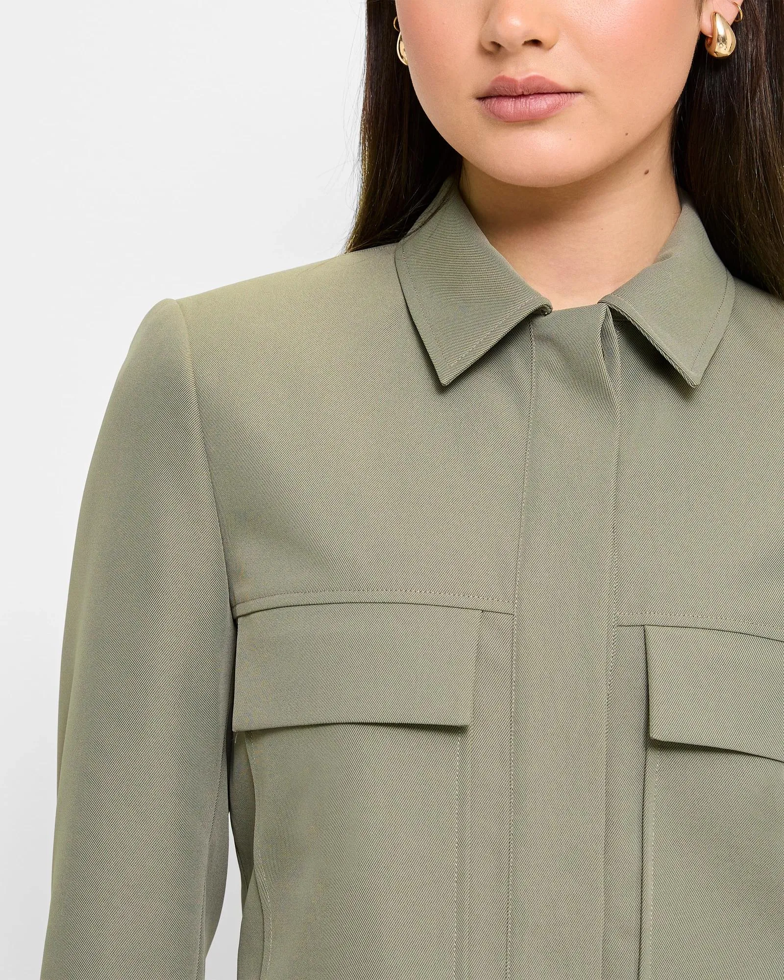 popular  Patch Pocket Cropped Jacket - Lily Loves - Khaki