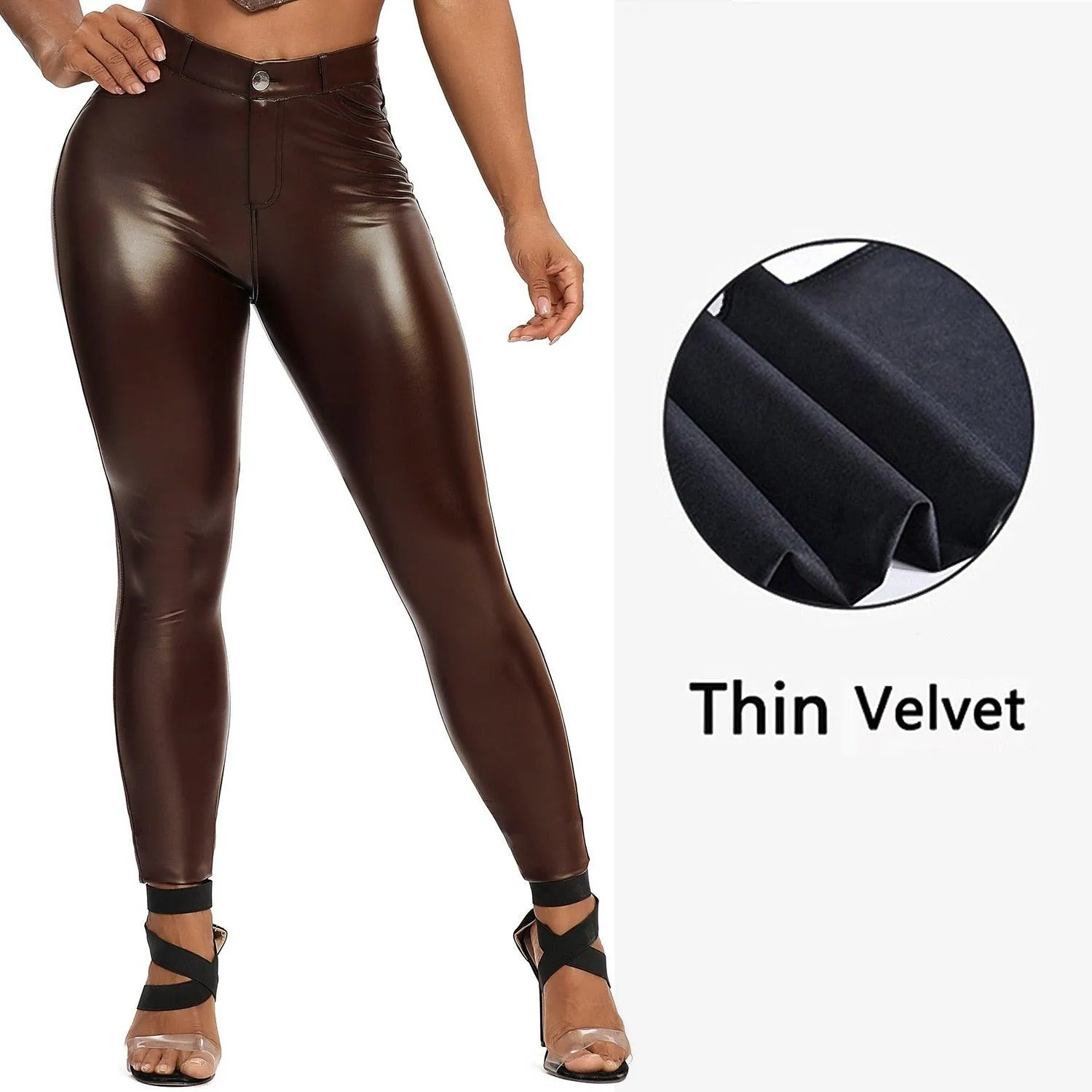 PU Leather Pencil Pants for Women - Featuring Convenient Pockets for a Stylish and Functional Look