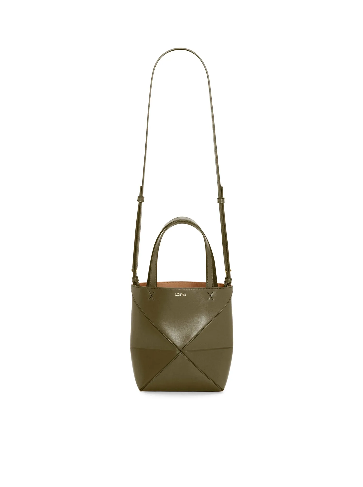 Puzzle Fold Tote mini bag in shiny calfskin