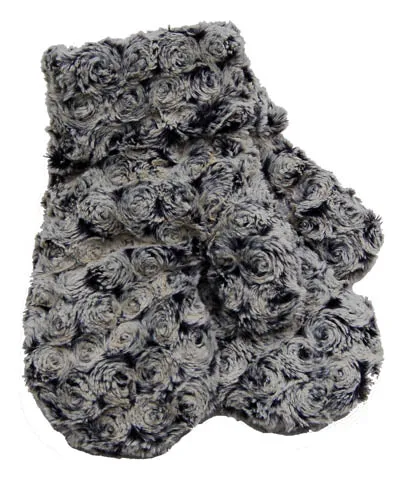 Rosebud in Black Luxury Faux Fur Mittens