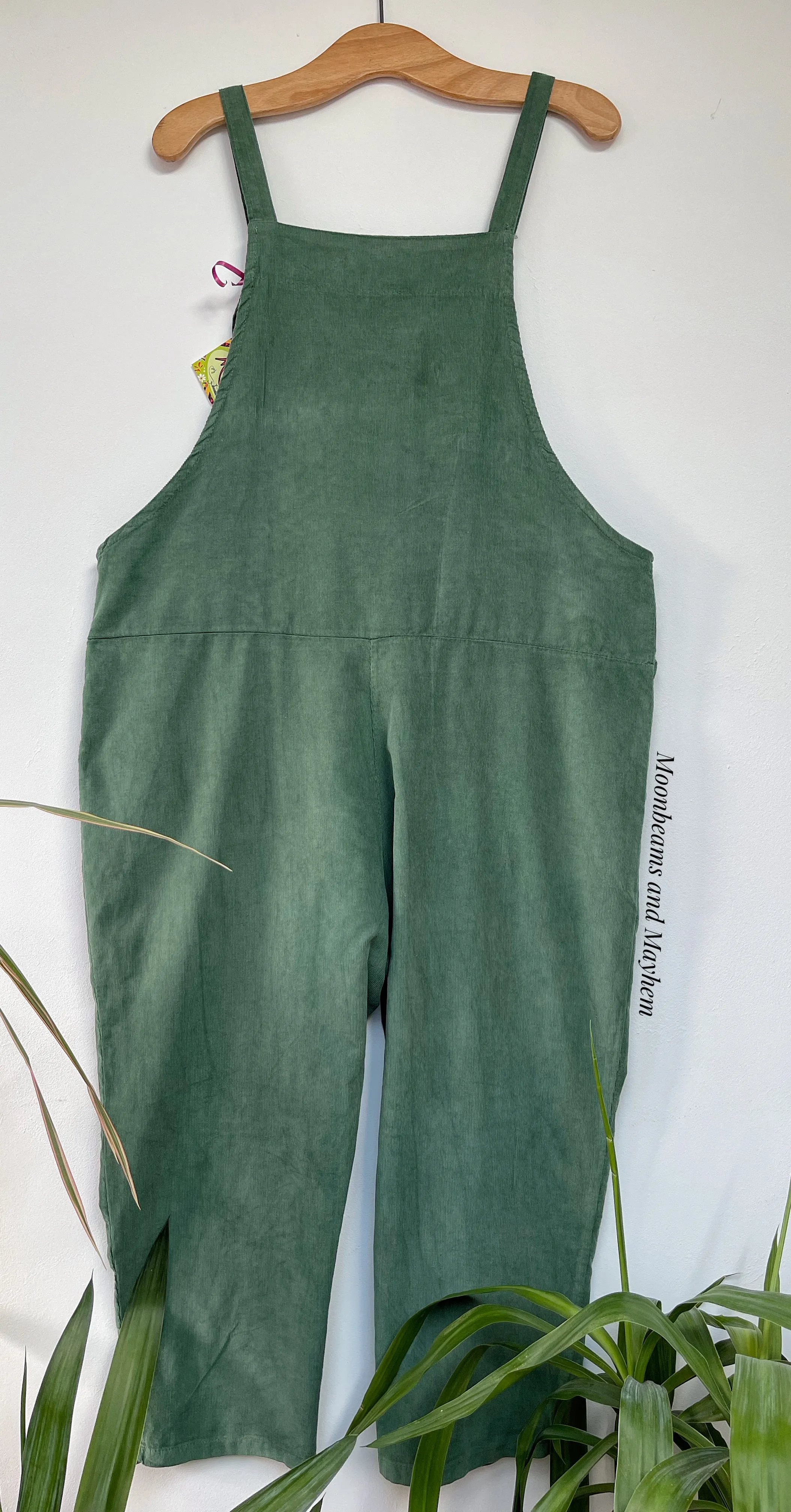 SAGE GREEN NEEDLECORD DOLLY DUNGAREES UK SIZE 10-16