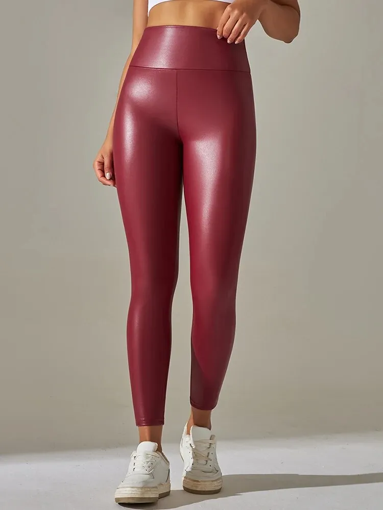 Sexy PU Leather Leggings for Women with Push-Up Effect on Hips