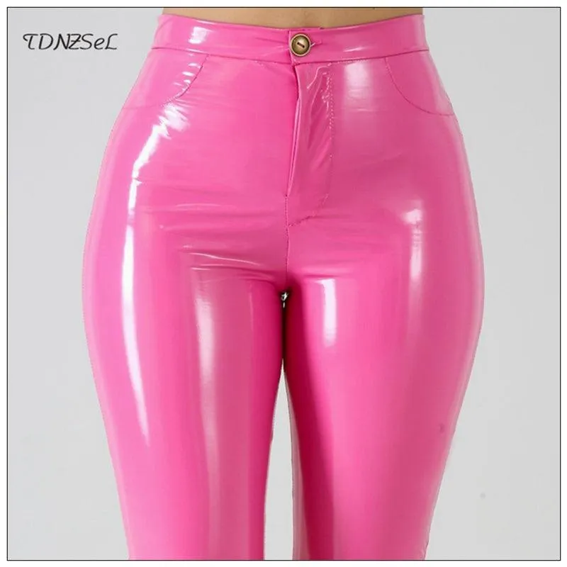 Shiny PU Faux Leather Skinny Leggings - Perfect for a Sleek and Stylish Look