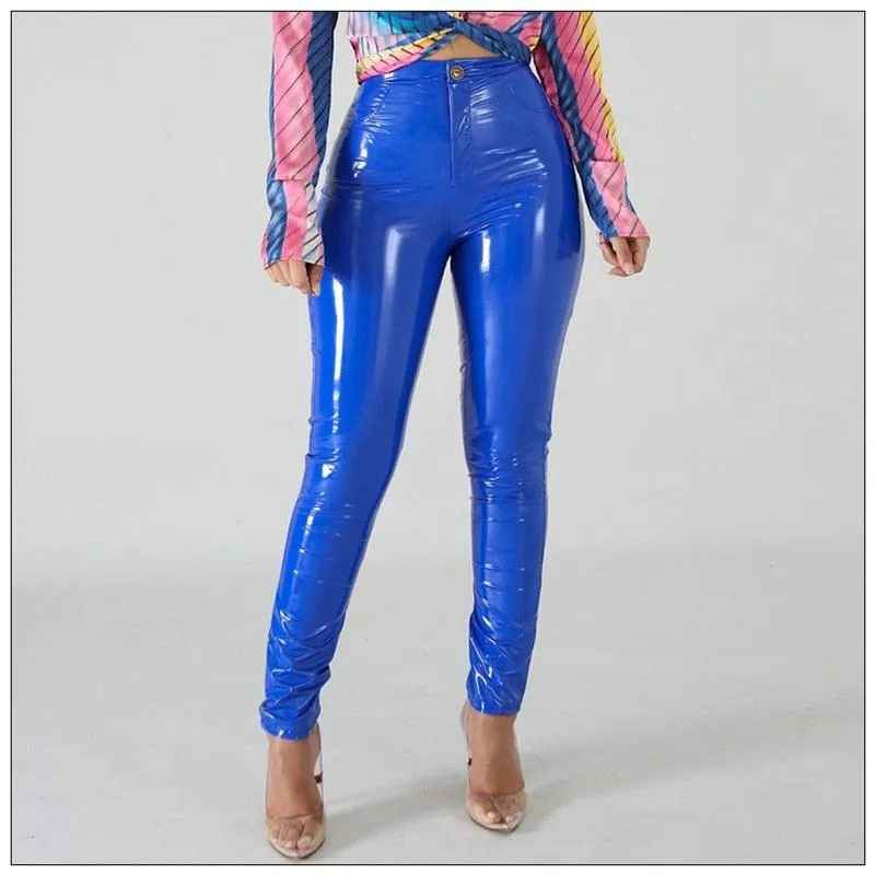 Shiny PU Faux Leather Skinny Leggings - Perfect for a Sleek and Stylish Look