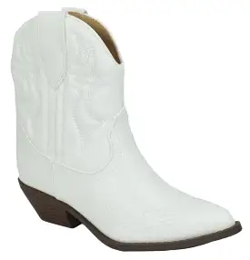 Soda Rigging-S White Pull On Pointed Close Toe Cowgirl Western Heeled Ankle Boot