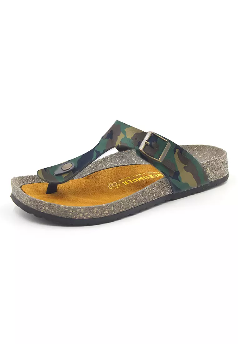 SoleSimple Berlin - Camouflage Leather Sandals & Flip Flops & Slipper