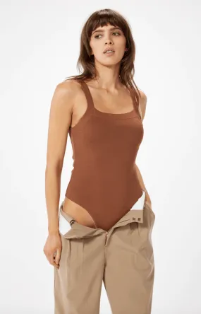 Sophie Rue Square Neck Bodysuit in Brown