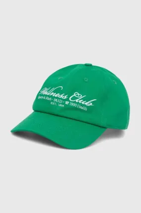 Sporty & Rich cotton baseball cap 1800 Health Embroidered Hat green color AC039S405HV