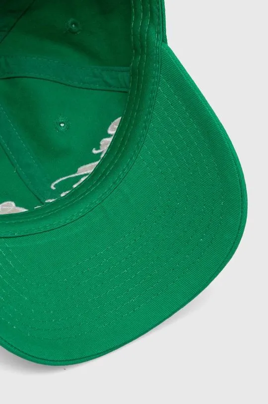 Sporty & Rich cotton baseball cap 1800 Health Embroidered Hat green color AC039S405HV