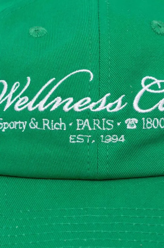 Sporty & Rich cotton baseball cap 1800 Health Embroidered Hat green color AC039S405HV