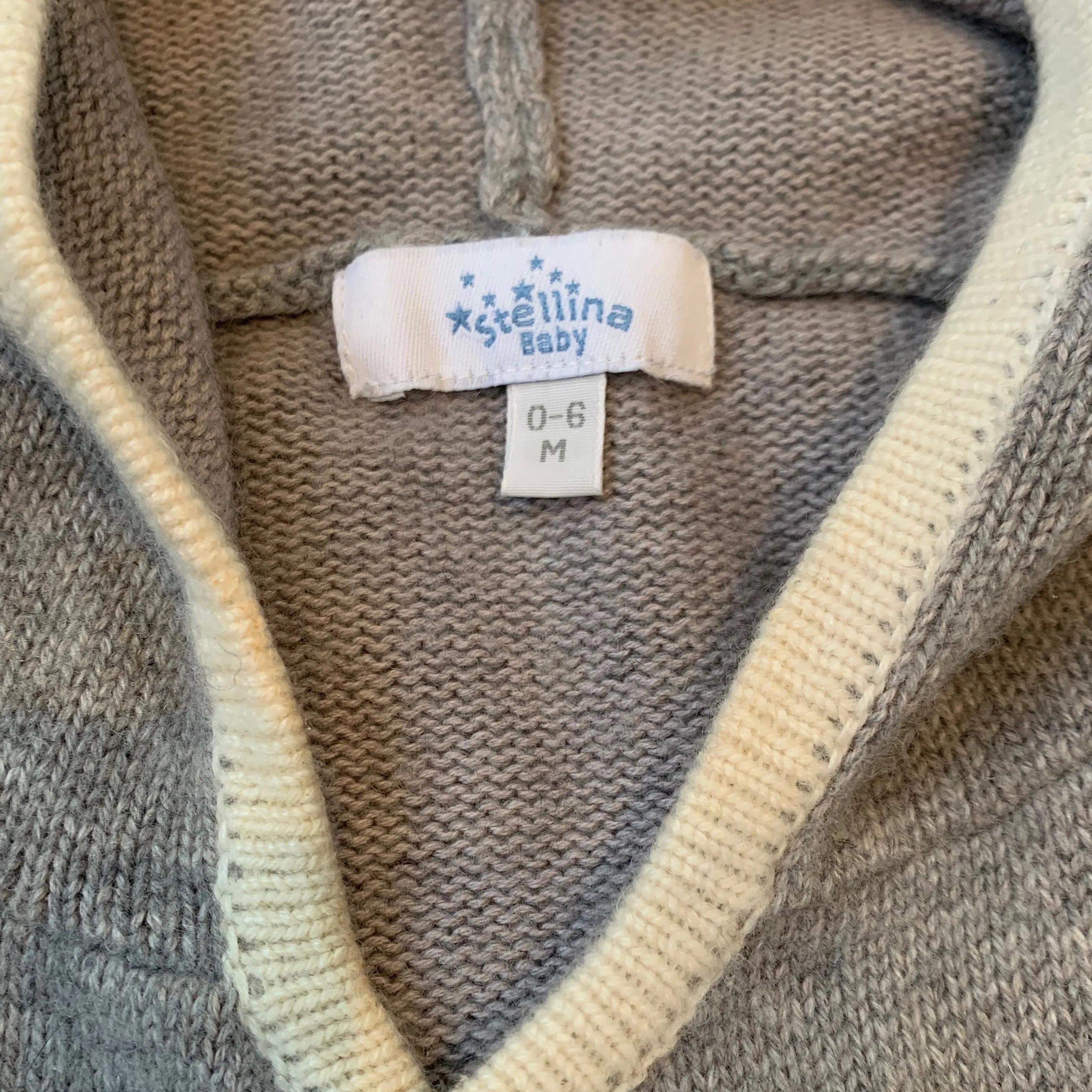 Stellina Baby Grey Cashmere Cardigan/ Pramsuit: 0-6 Months