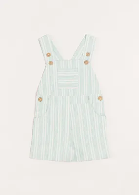 Striped Pocket Front Short Dungarees in Green (18mths-4yrs)