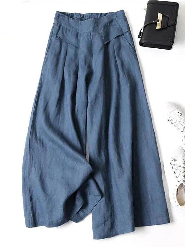 Stylish High Waist Black and White Wide Leg Cotton Culottes for Women