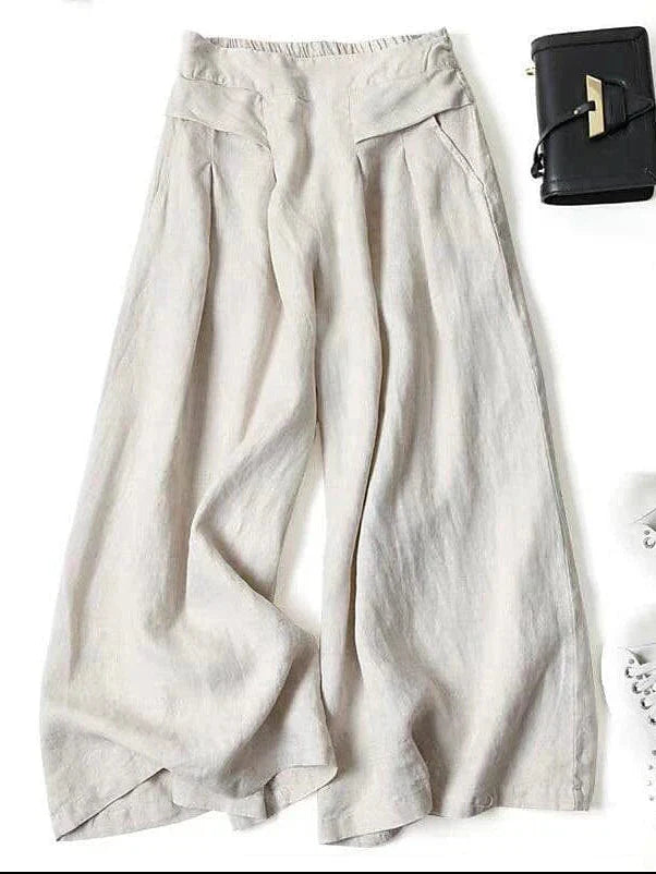 Stylish High Waist Black and White Wide Leg Cotton Culottes for Women