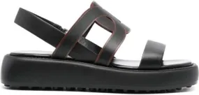 Tod's cut-out chain leather sandals Black