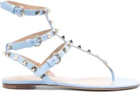 Valentino Garavani Rockstud flat leather sandals Blue