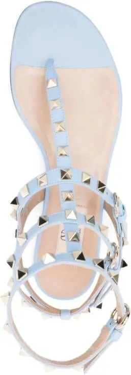 Valentino Garavani Rockstud flat leather sandals Blue