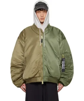 VETEMENTS Khaki Alpha Industries Edition Double Zip Reversible Bomber Jacket