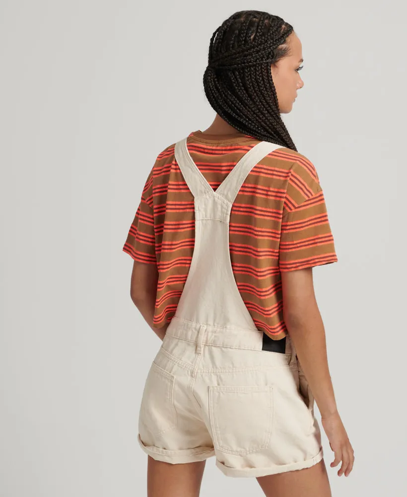 Vintage Canvas Short Dungarees | Oatmeal