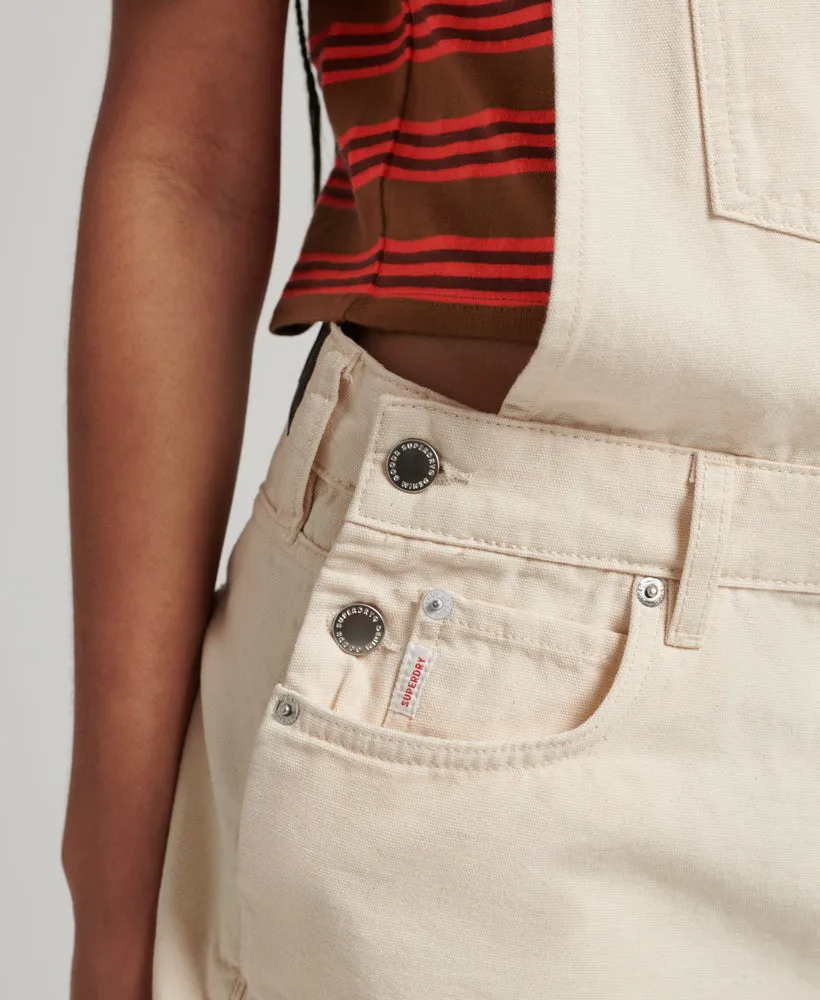 Vintage Canvas Short Dungarees | Oatmeal