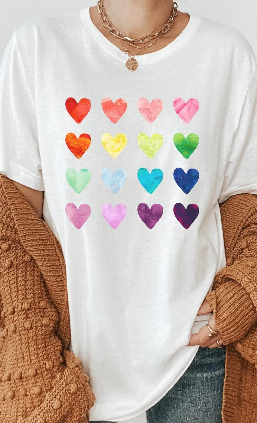 Watercolor Hearts Graphic Tee