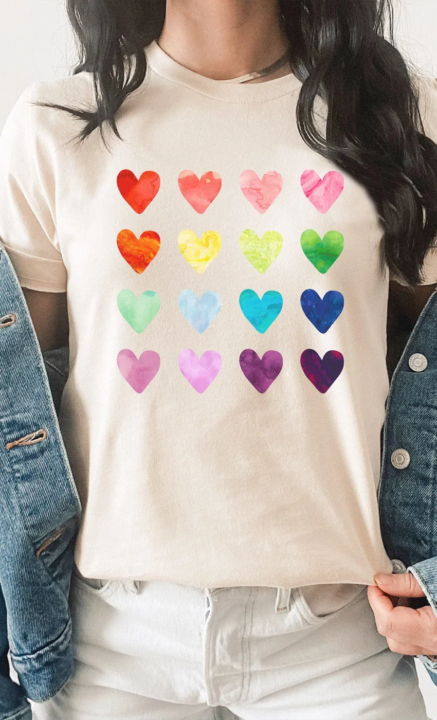 Watercolor Hearts Graphic Tee