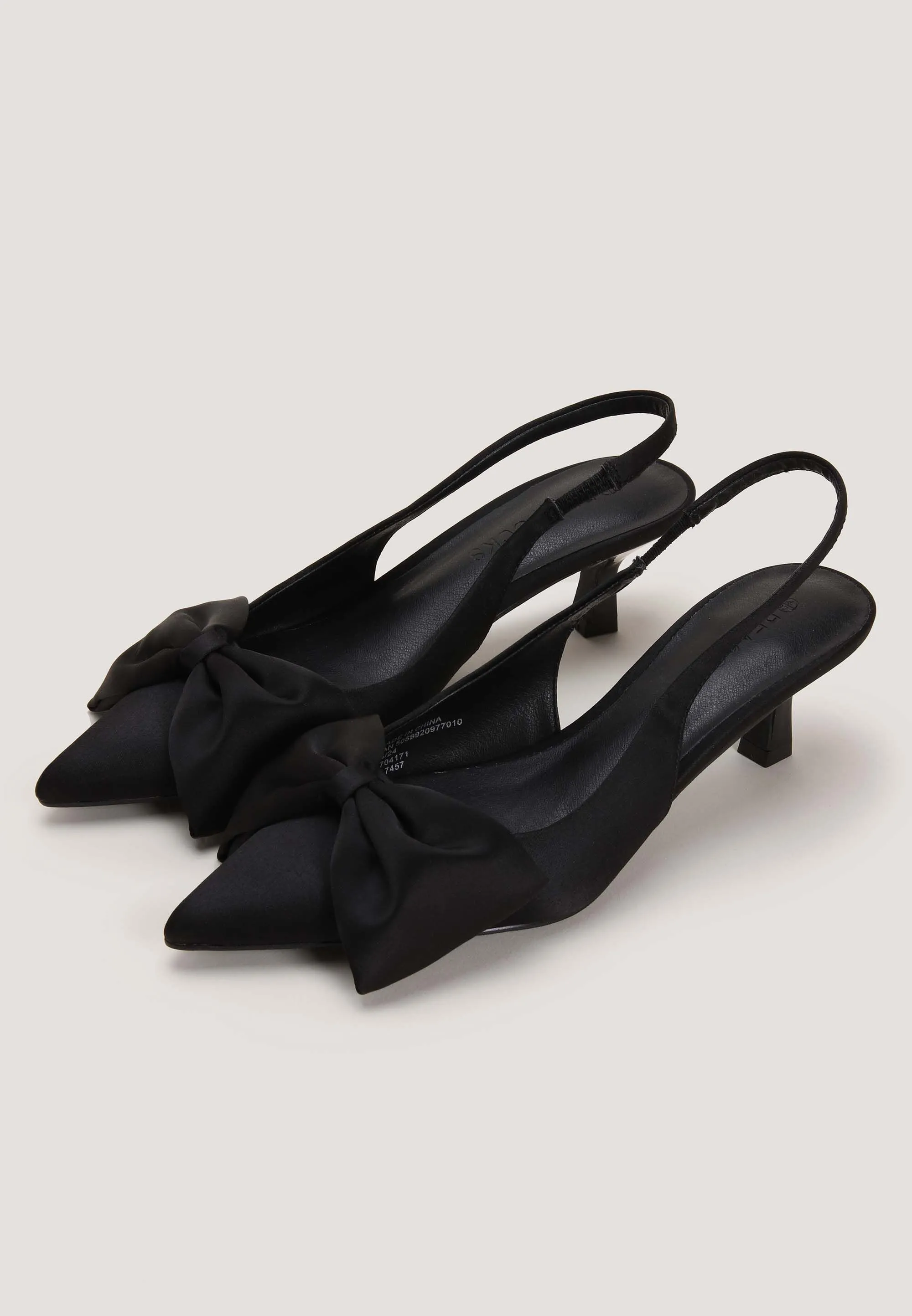 Womens Black Bow Slingback Stiletto Heel Pumps