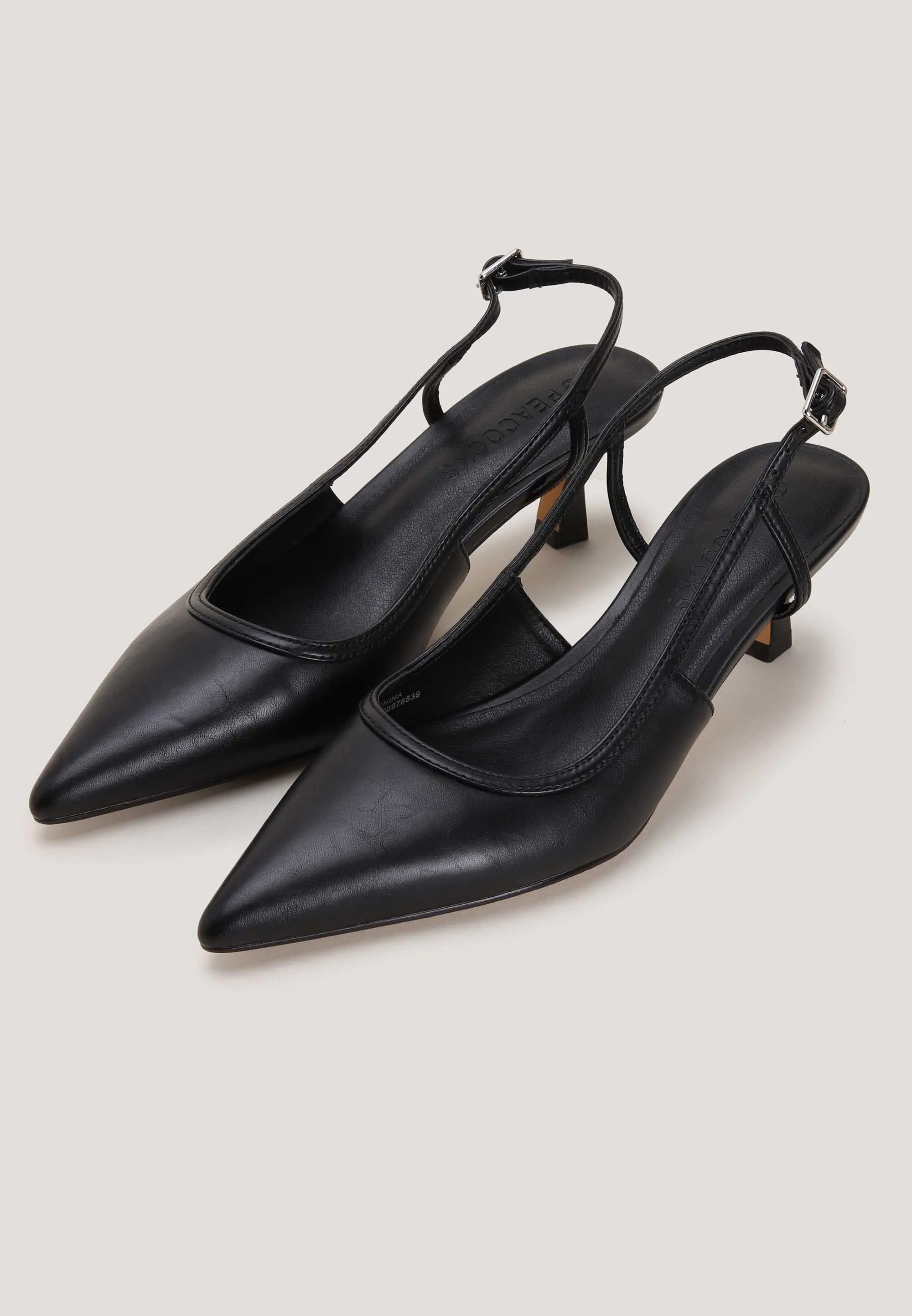 Womens Black Plain Slingback Stiletto Heel Pumps