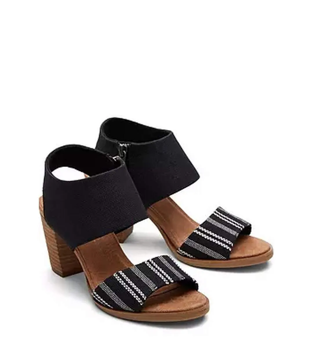 Womens/ladies majorca cut out leather sandals black Toms