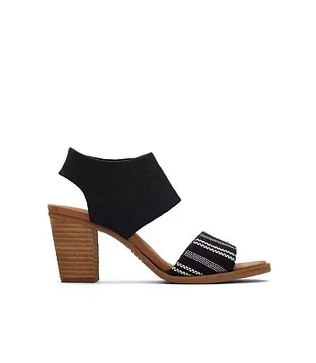 Womens/ladies majorca cut out leather sandals black Toms