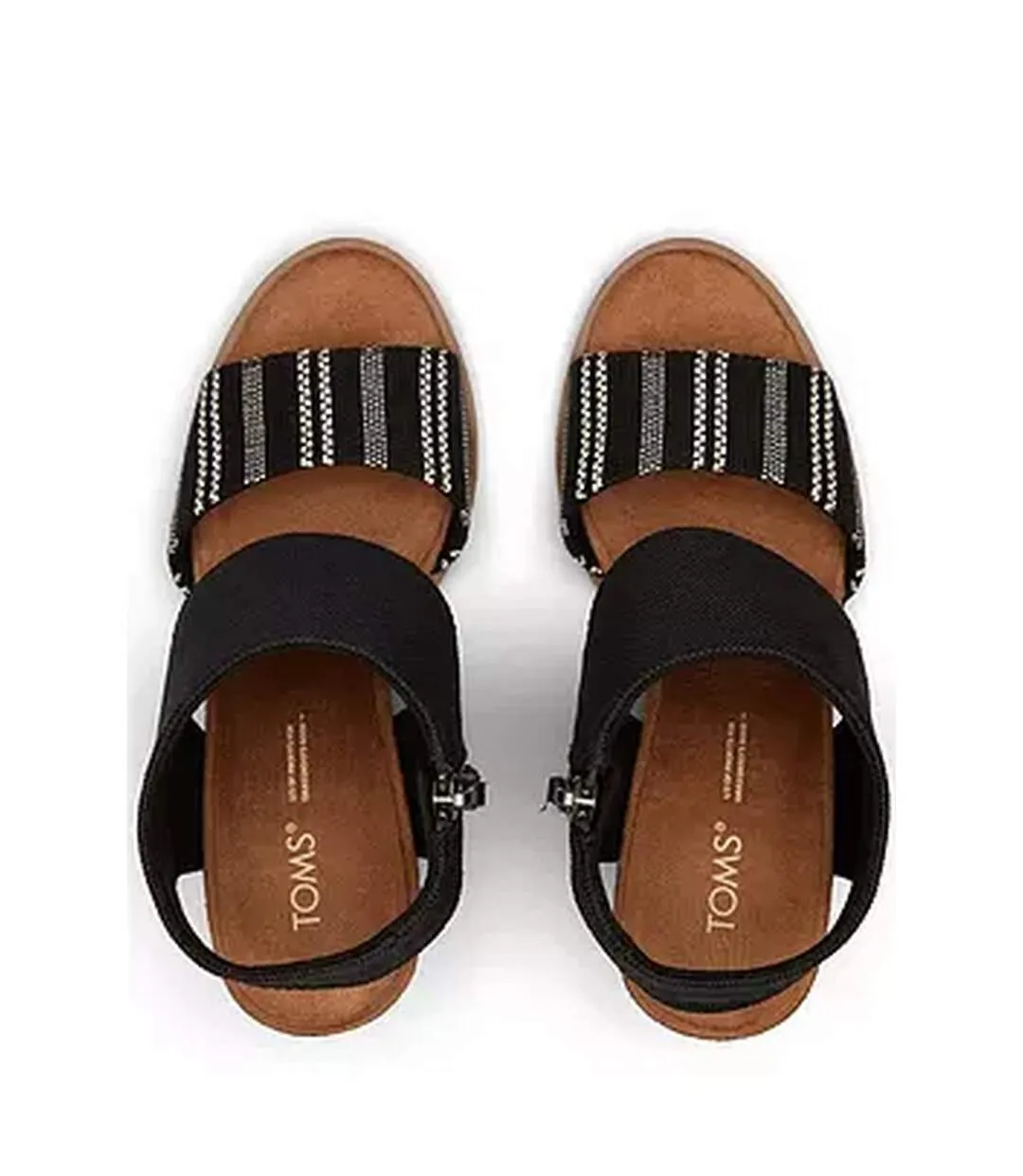 Womens/ladies majorca cut out leather sandals black Toms