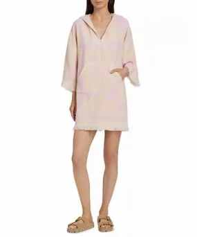 ZIMMERMANN Pop Hooded Towel Mini Dress In Pink/cream